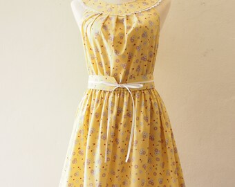 Vintage Yellow Floral Dress